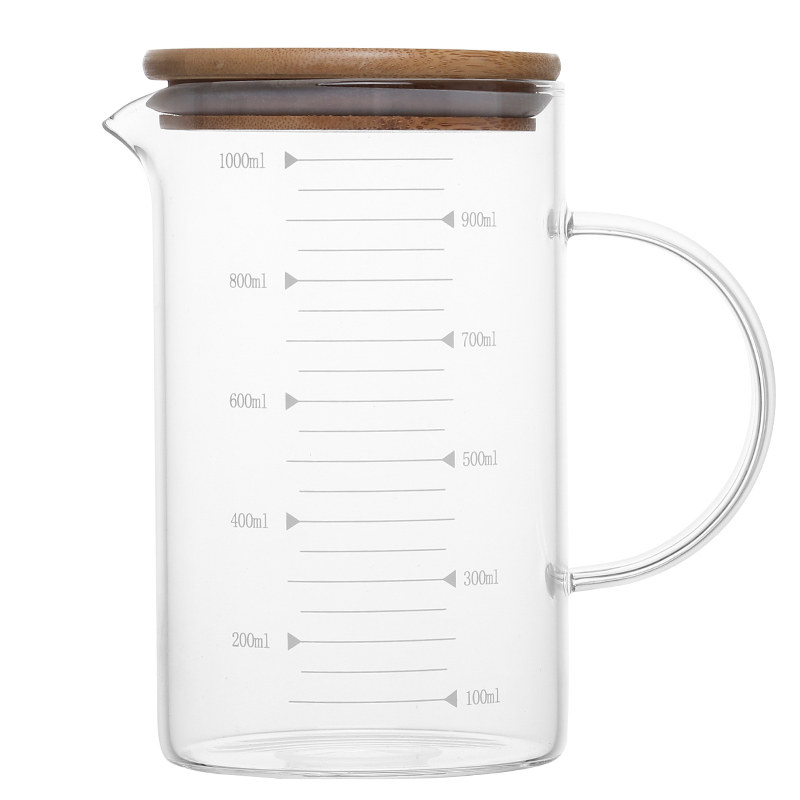 量杯玻璃计量刻度容器耐热耐高温毫升容量带盖杯子