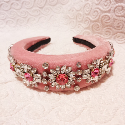 减龄发饰水晶粉色发箍女海棉加厚头箍女防滑时尚泡沫发卡女宽边f8