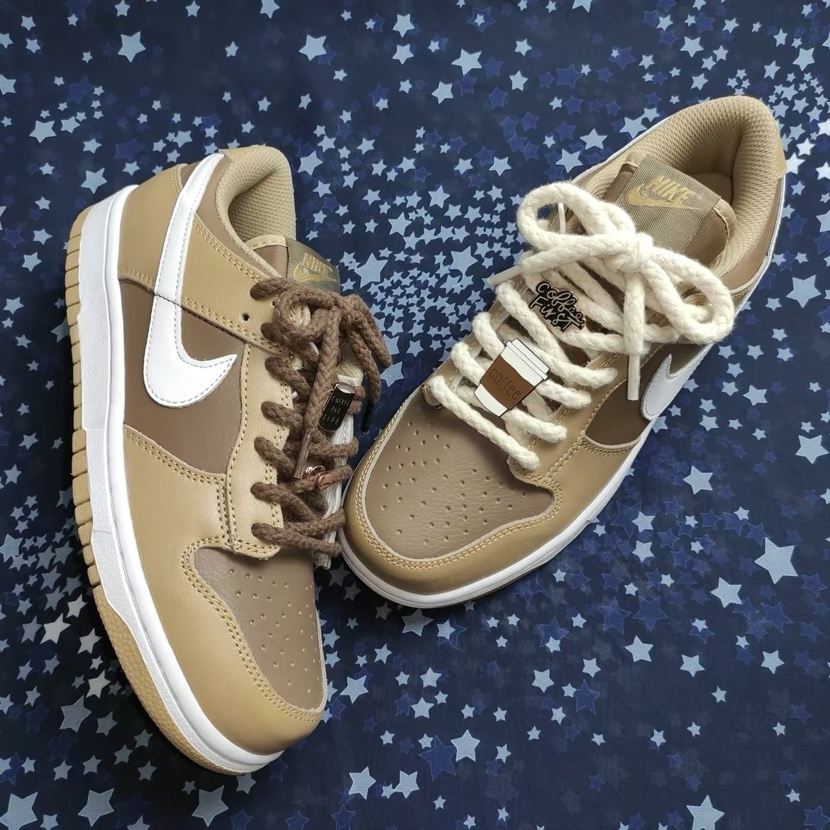 系列适配dunk街舞棕色空军一号af1摩卡咖啡麻绳鞋带