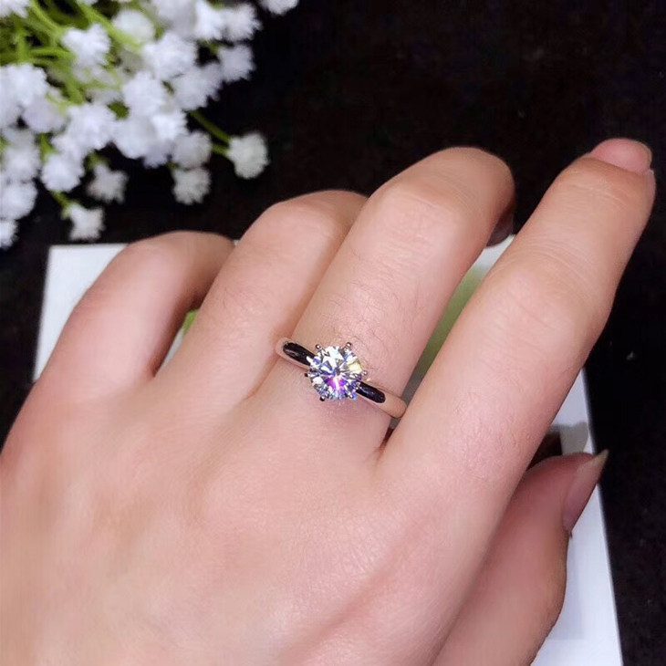 正品戒指石女钻石镶嵌白金18k钻戒美国3克拉戒指