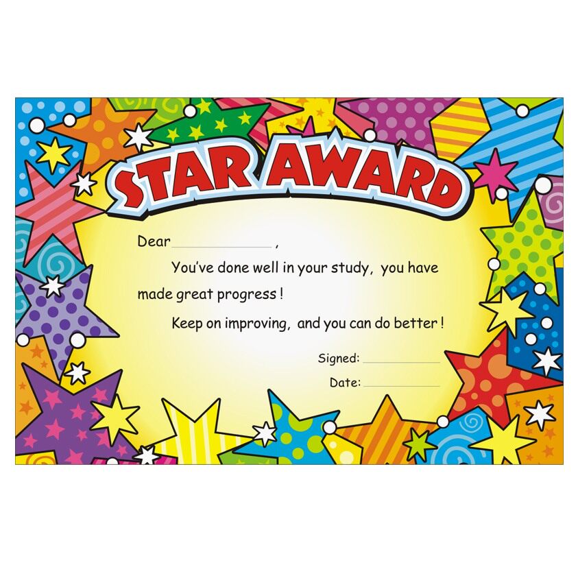 包邮优质英语奖状表扬信教学用品学生英文培训奖状