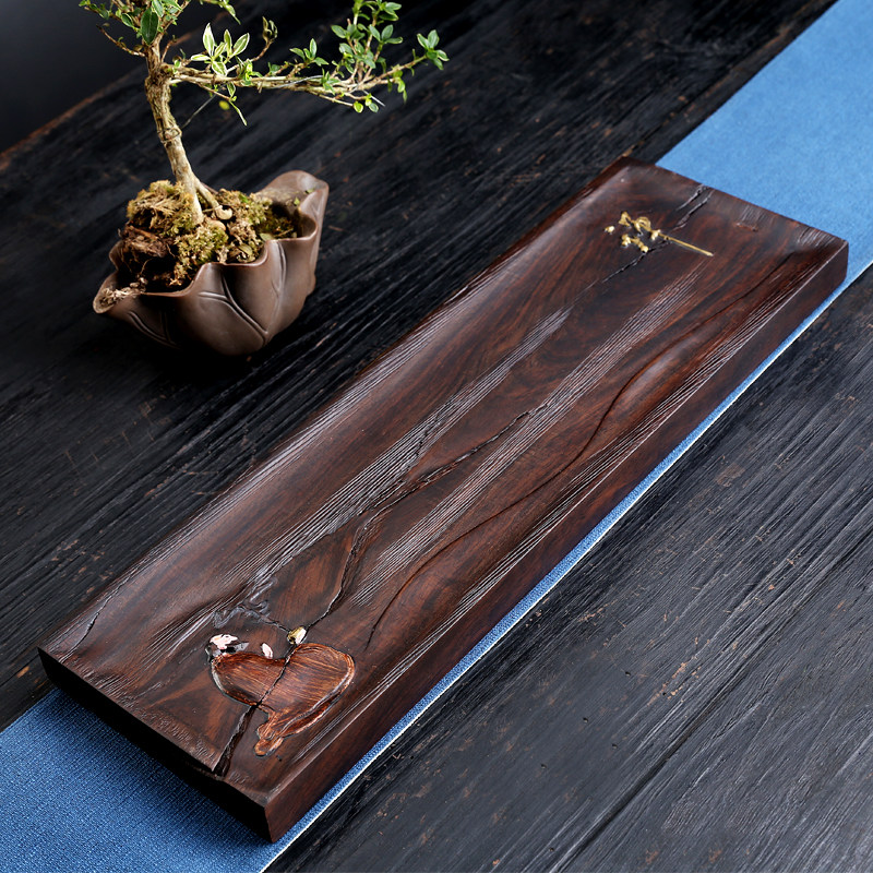 手绘彩绘茶托茶道古风复古家用茶具原木茶盘茶盘