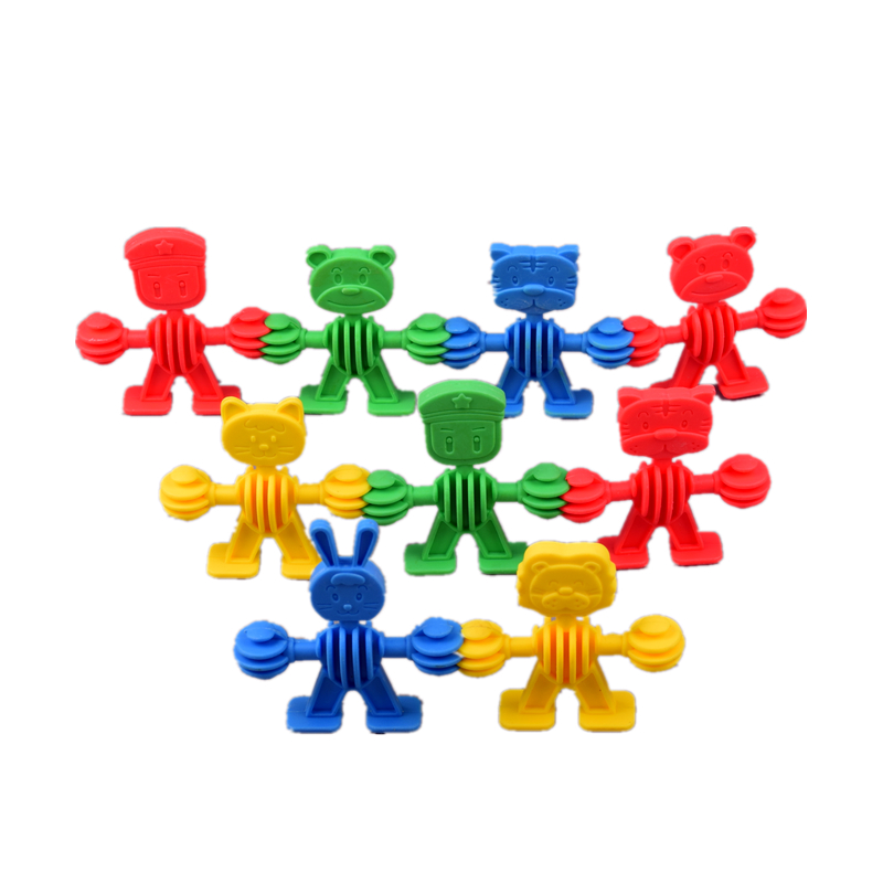 动物宝宝拼插积木小精灵手拉手小人娃娃家庭乐园儿童玩具3-6岁