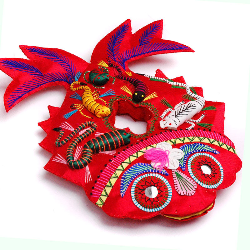 民间民间工艺工艺品手工刺绣五毒双鱼耳枕端午节礼物刺绣
