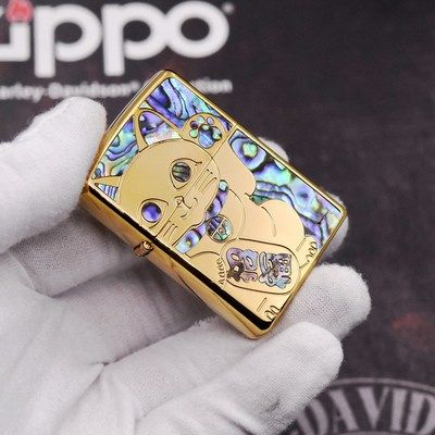 zippo打火机正版原装彩贝镶嵌招财猫正品贝壳限量zippo