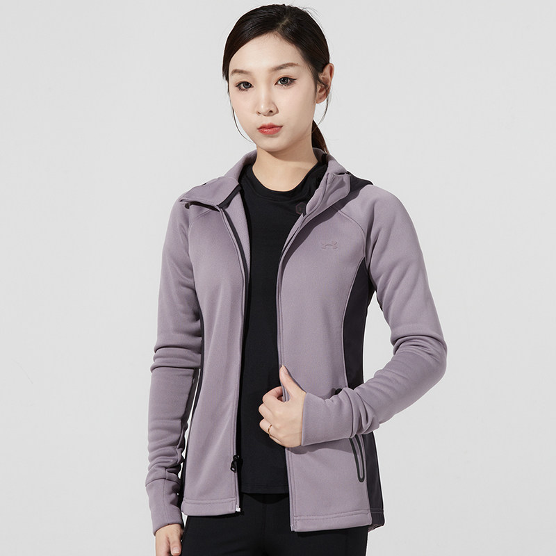 安德玛ua外套女装2021冬季新款运动服保暖连帽运动茄克