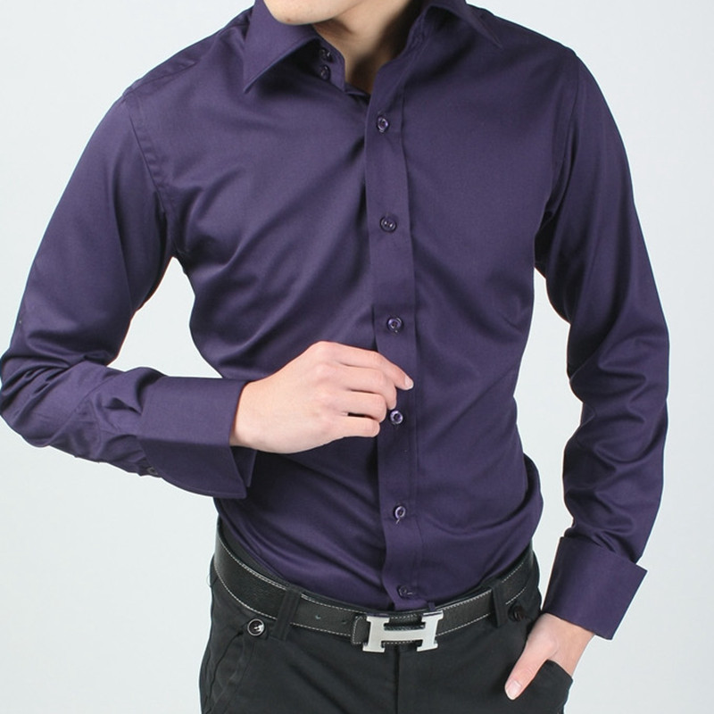 衬衫法式袖扣两扣宽领结婚免烫双叠长袖新郎衬衫