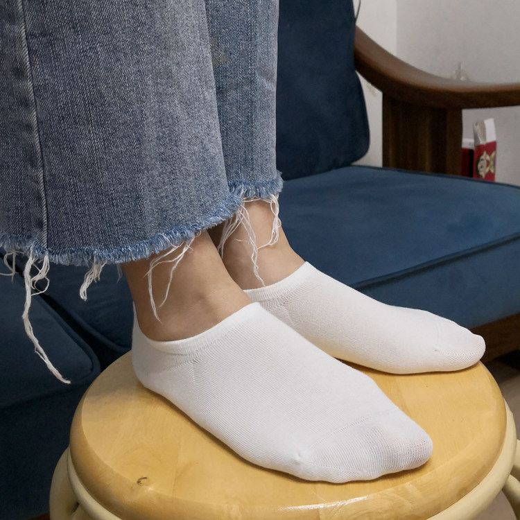 外贸日本白色全棉低帮春夏手工学生隐形船袜船袜