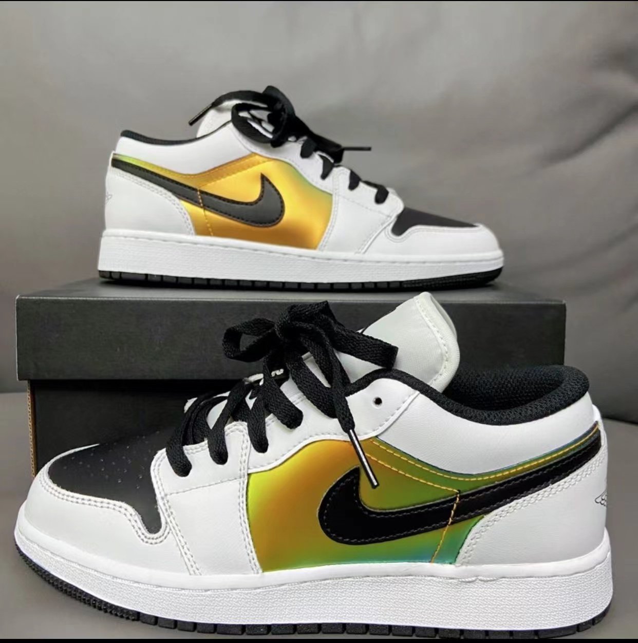 nikeairjordanlowaj1白黑金属渐变低帮篮球鞋篮球鞋