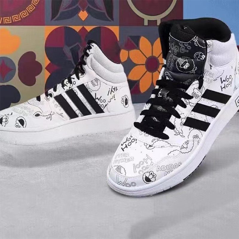 adidas阿迪达斯男鞋neohoops芝麻街联名涂鸦运动休闲板鞋运动休闲鞋
