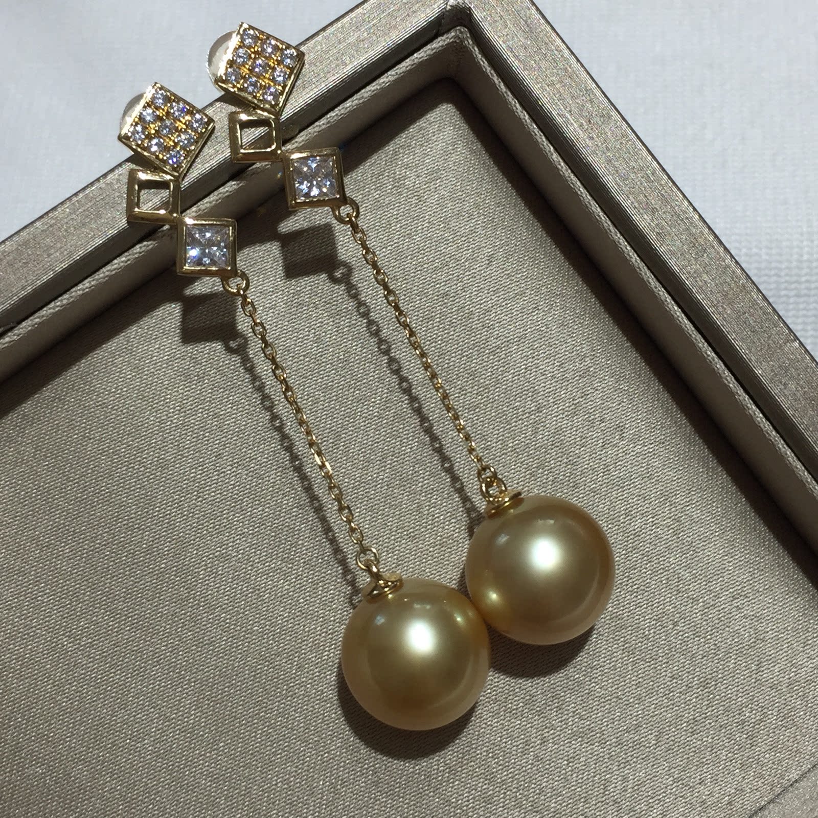 麦典耳坠镶嵌金镶嵌18k耳线耳饰11-12mm金珠南洋耳饰