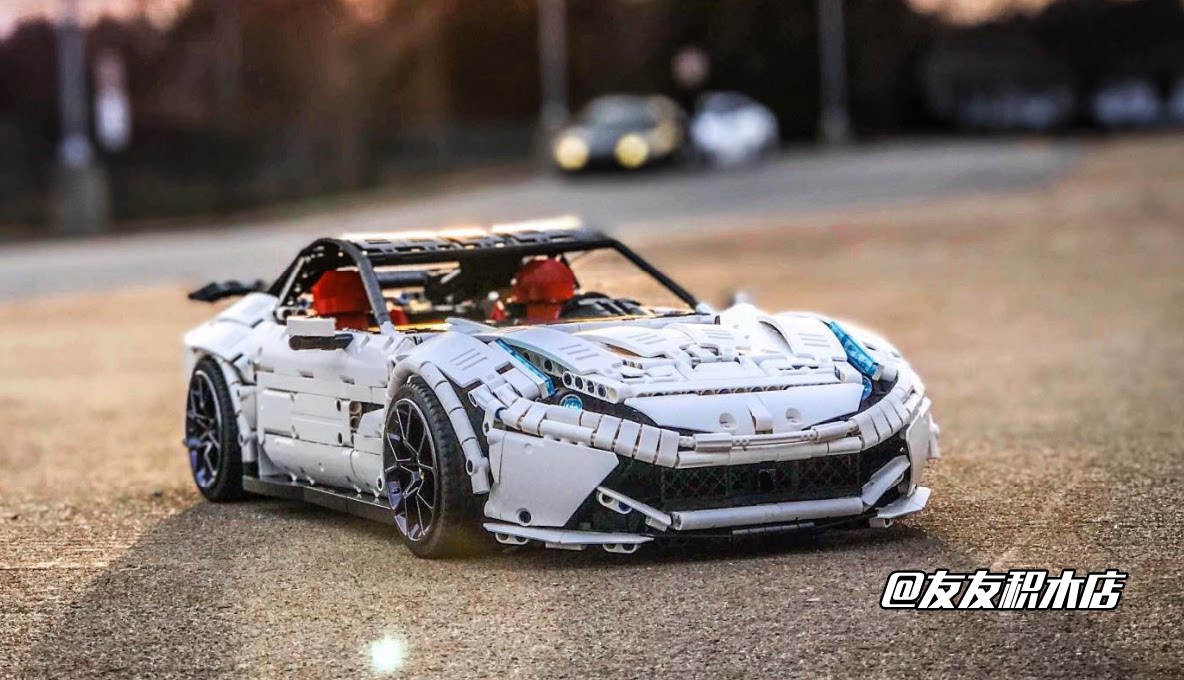 乐高红色f12超级跑车电动遥控怪兽马达科技塑料积木