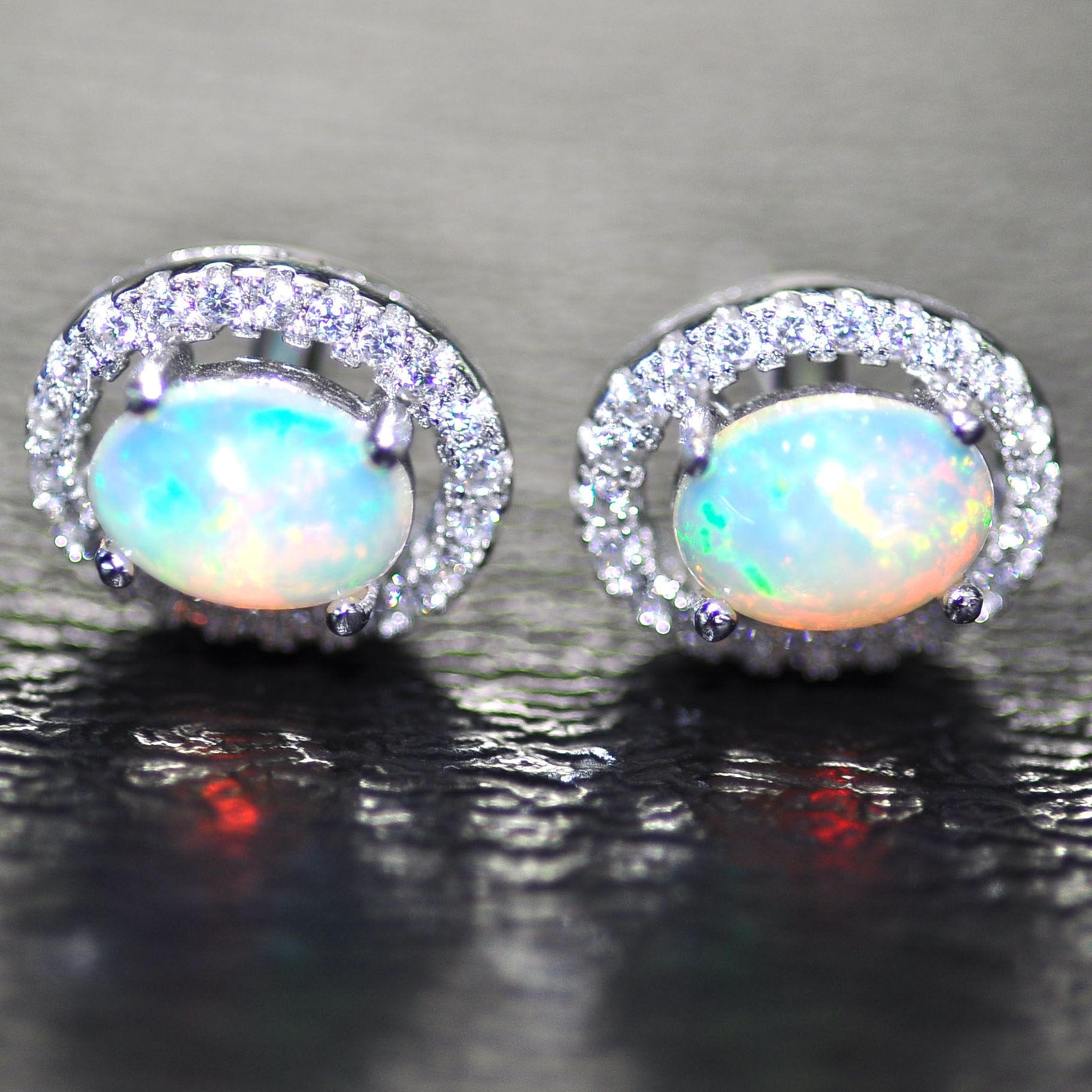 欧泊石耳钉耳钉天然裸石耳饰