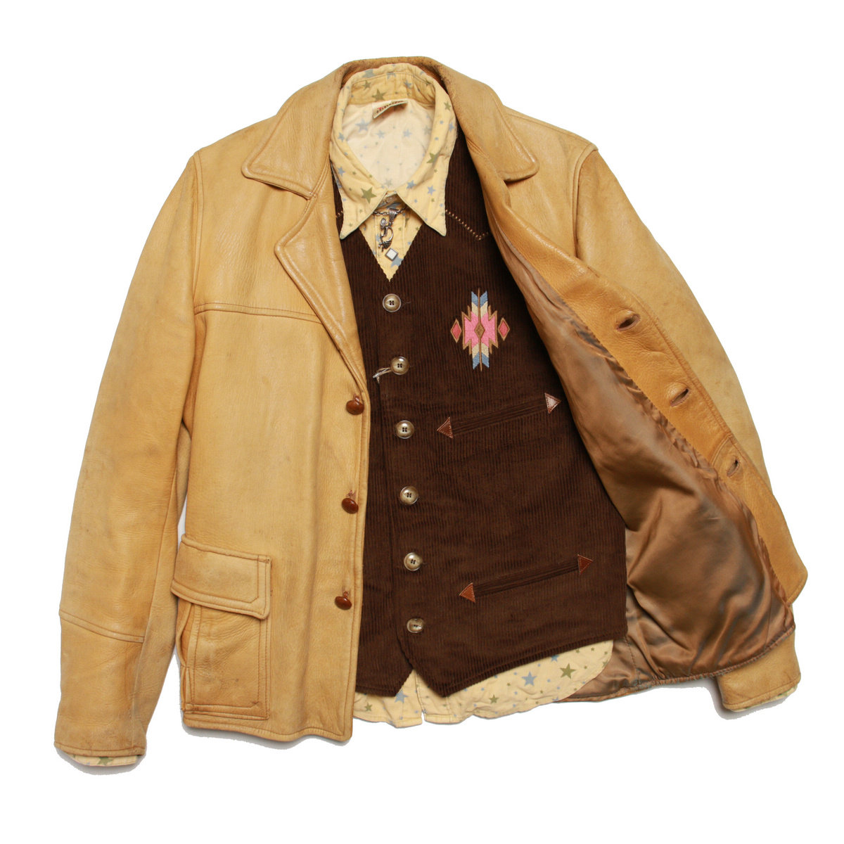 日本灯芯绒面料美式复古马甲阿美咔叽印第安chimayo背心