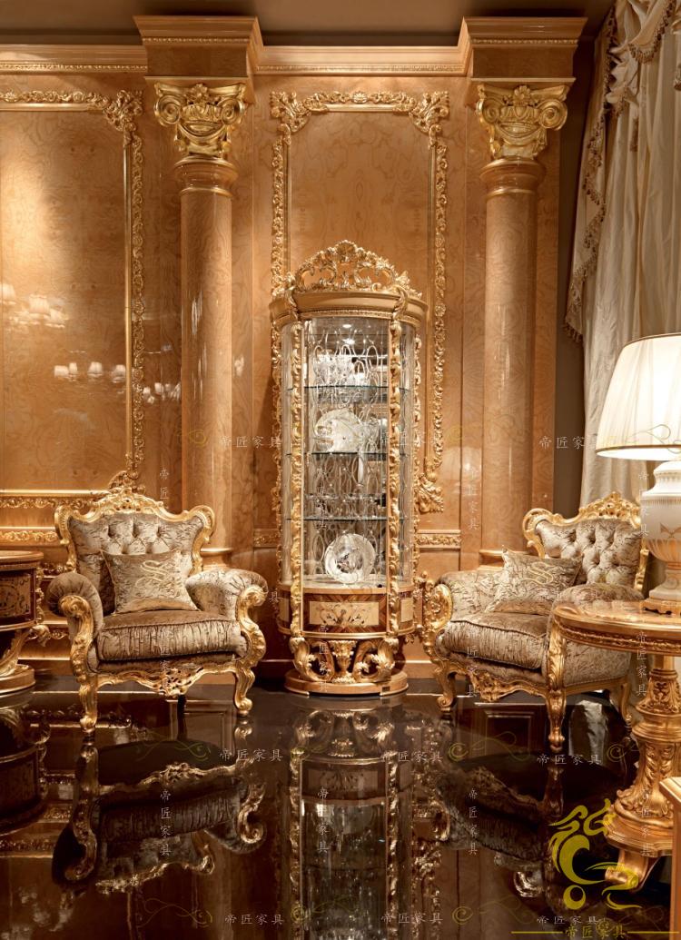 酒柜法式宫廷欧式古典家具实木雕花单门玻璃装饰酒柜