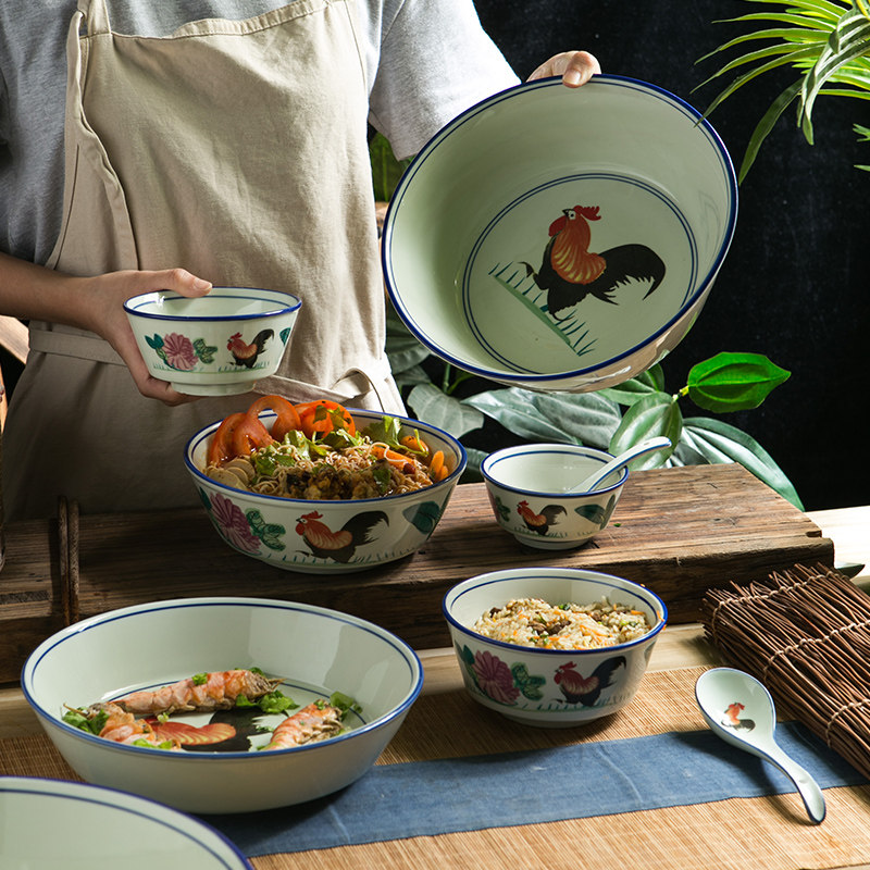 民国怀旧tvb大公鸡葵斗碗大号家用米饭饭碗甜品碗