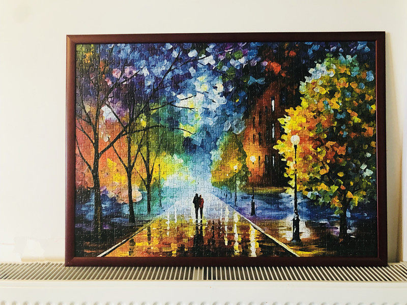 现货 成人拼图风景拼图1000片雨中漫步送胶水图纸