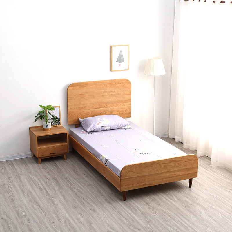 凤栖实木原木木床单人床1.51.8米橡木双人床环保卧室实木床