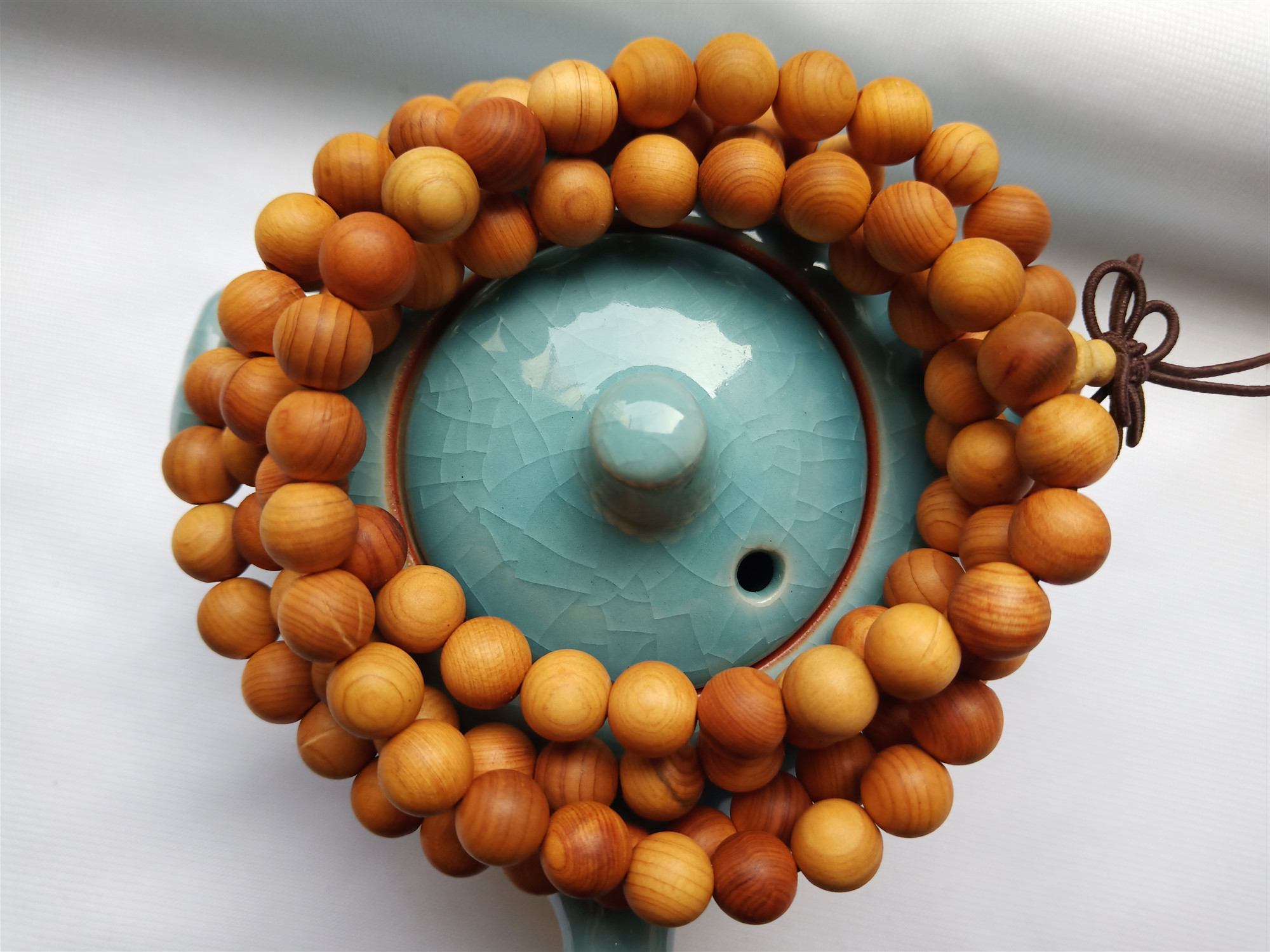 崖柏天然木纹清晰漂亮香气优质选料直径厘米佛珠