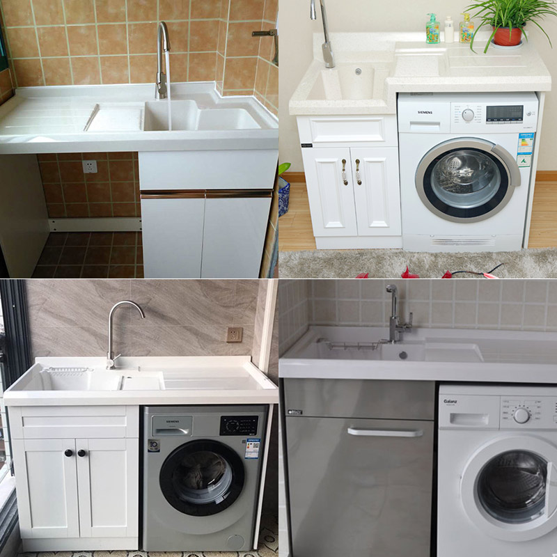 洗衣石英台面柜台一体洗衣机池槽池带搓衣石洗衣盆台一体成型式台盆