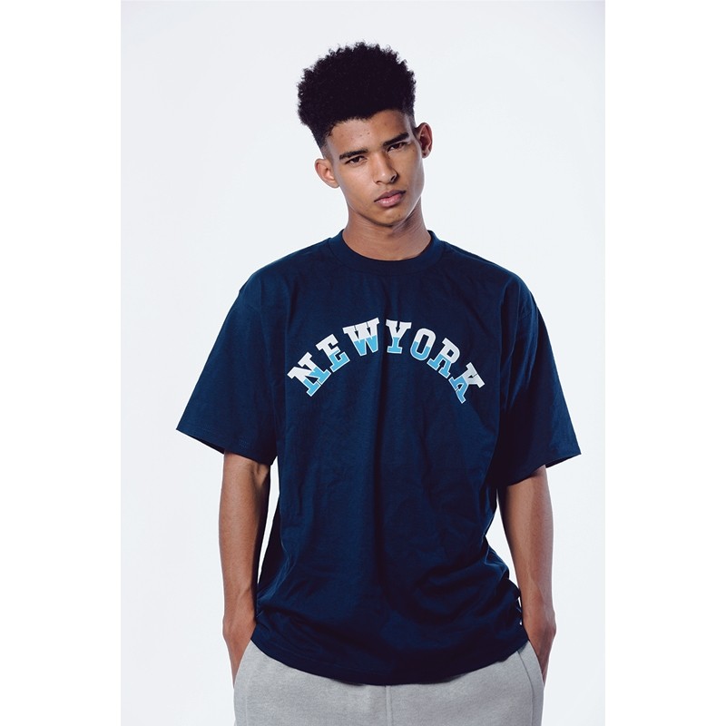 东海岸newyork纽约城市邮票印花嘻哈宽松重磅t恤