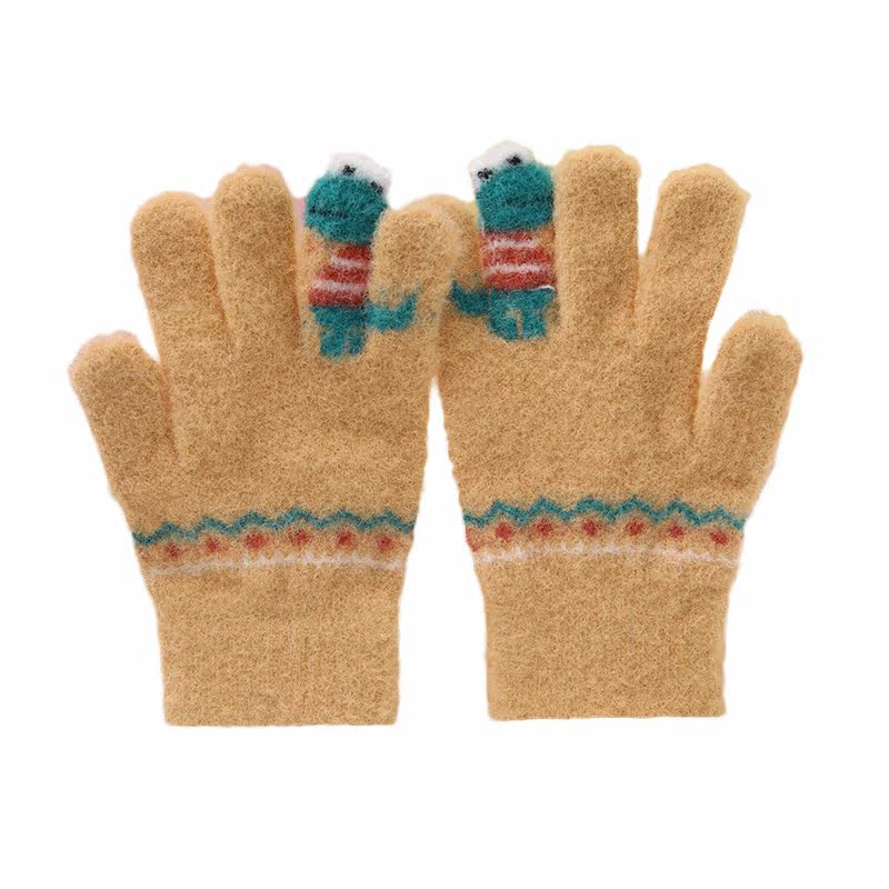 男童五指手套小男孩恐龙薄款秋冬儿童户外保暖手套