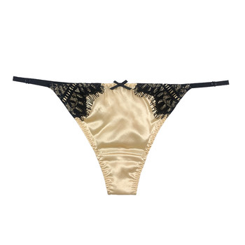 Yun Fei sexy women's thong low waist tempting lace contrasting T pants mulberry silk underwear ສໍາລັບເດັກຍິງ