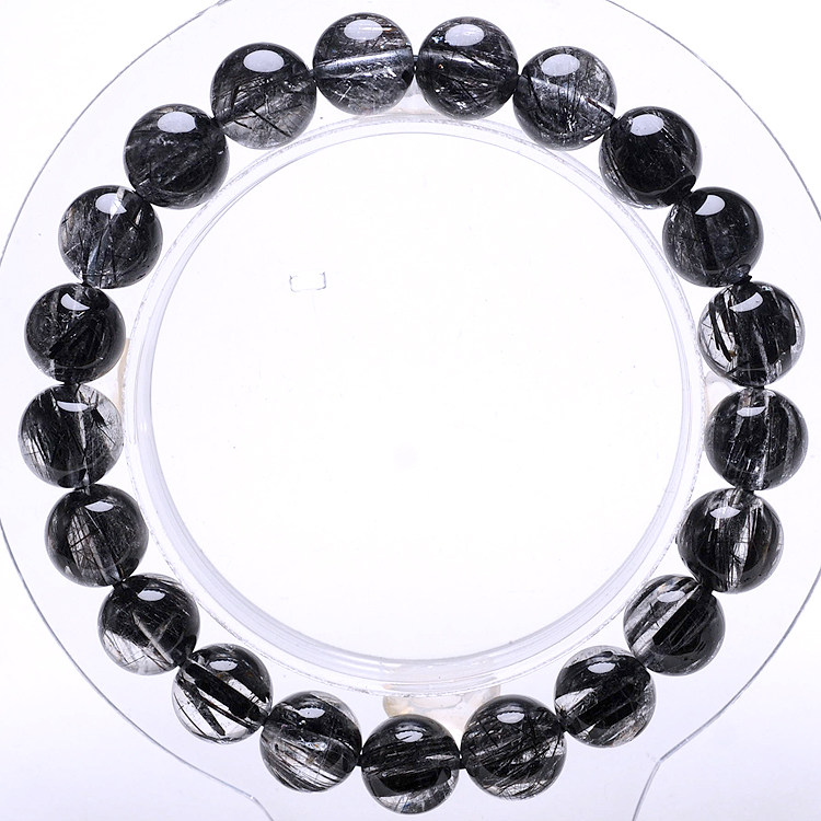 天然水晶黑发晶钛晶单圈手链手串转运饰品品男女款手链