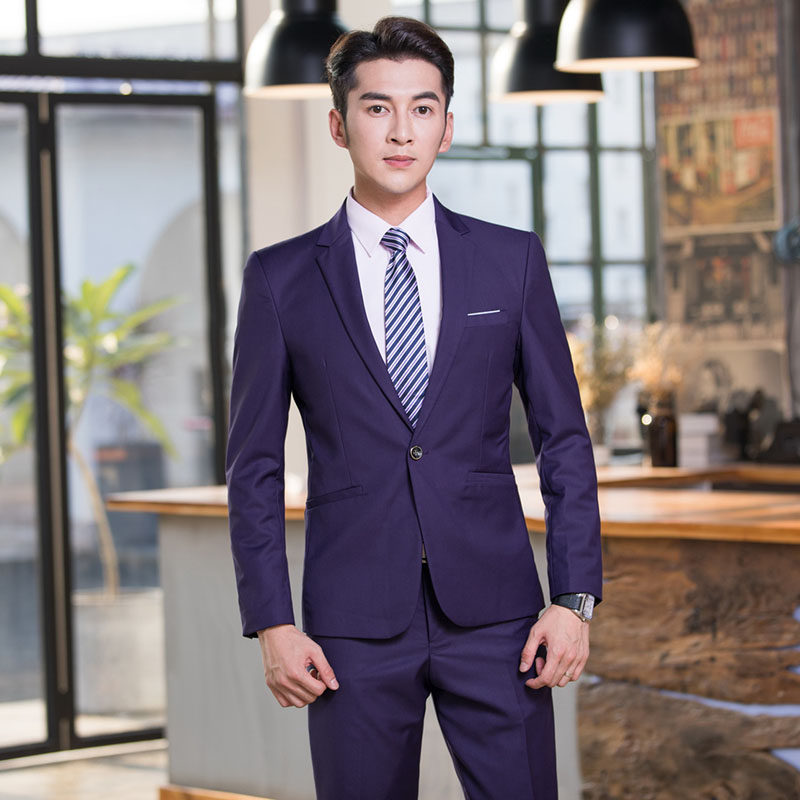 紫色西服套装ol通勤修身一两粒扣时尚商务西服套装