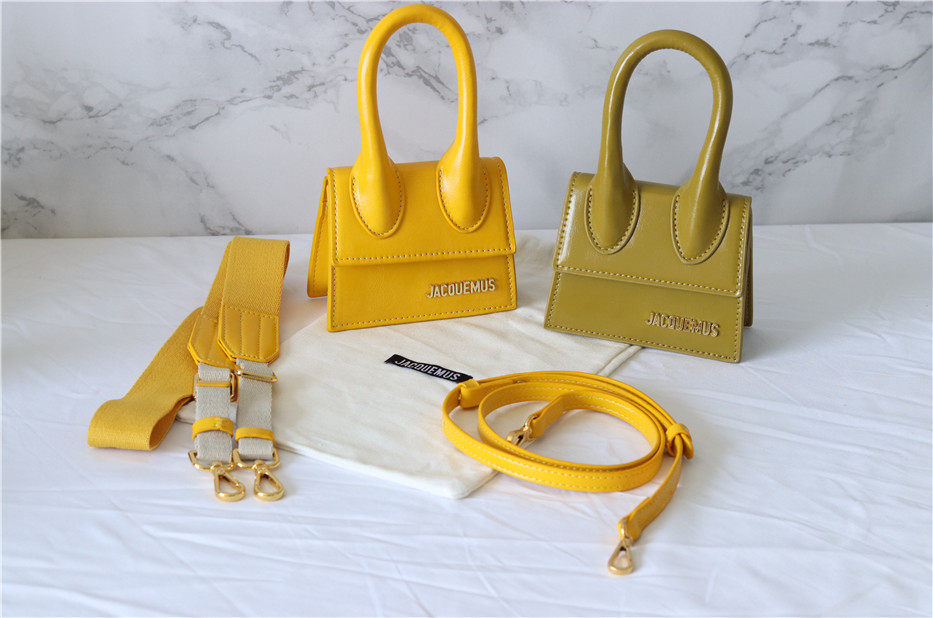 jacquemus上新ins超火单肩斜挎手提迷你时尚磨砂黄色mini小包包女