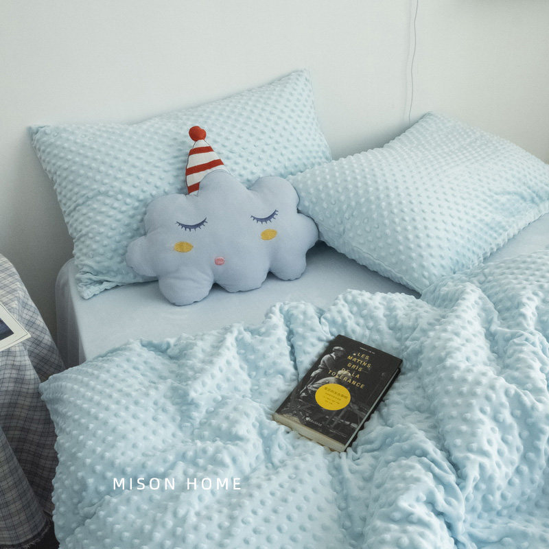 弥生柔软床笠床单豆豆ins简约件套秋冬四件床品套件