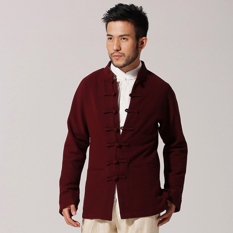 唐装长袖春秋休闲棉麻外套中式汉服男立领盘扣唐装