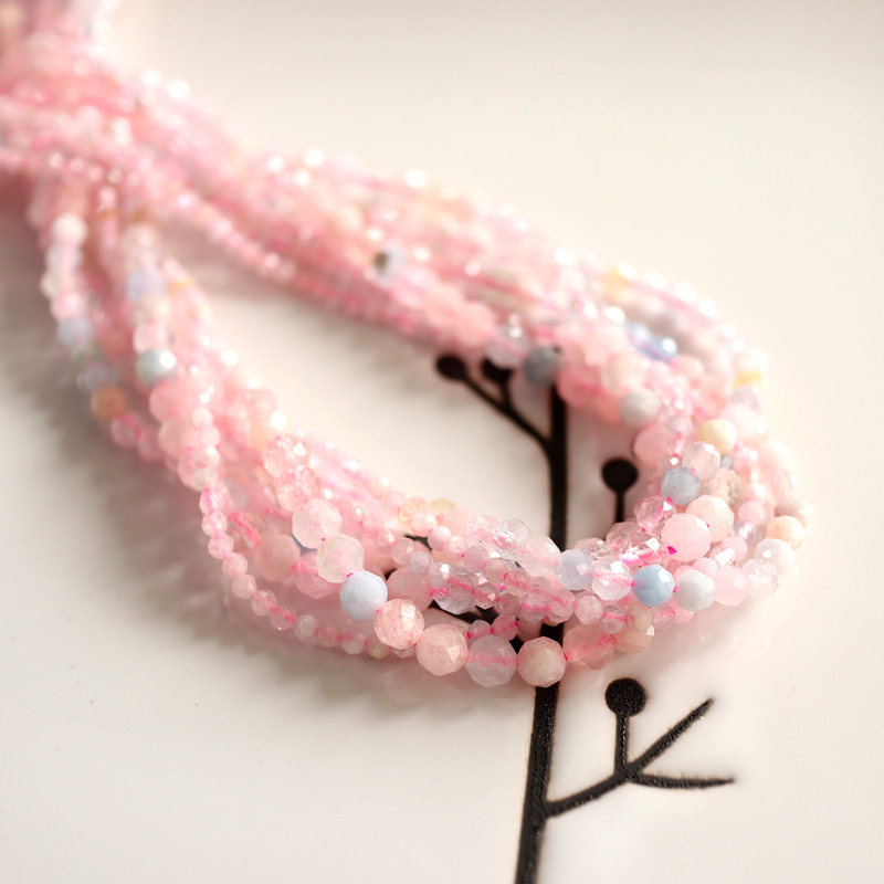 天然粉色摩根2mm3mm4mm小米米珠diy流苏穗子手链其他diy饰品配件