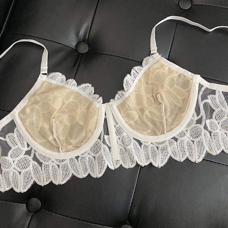 唯美内衣无弹力性感蕾丝白色情趣文胸重点刺绣文胸