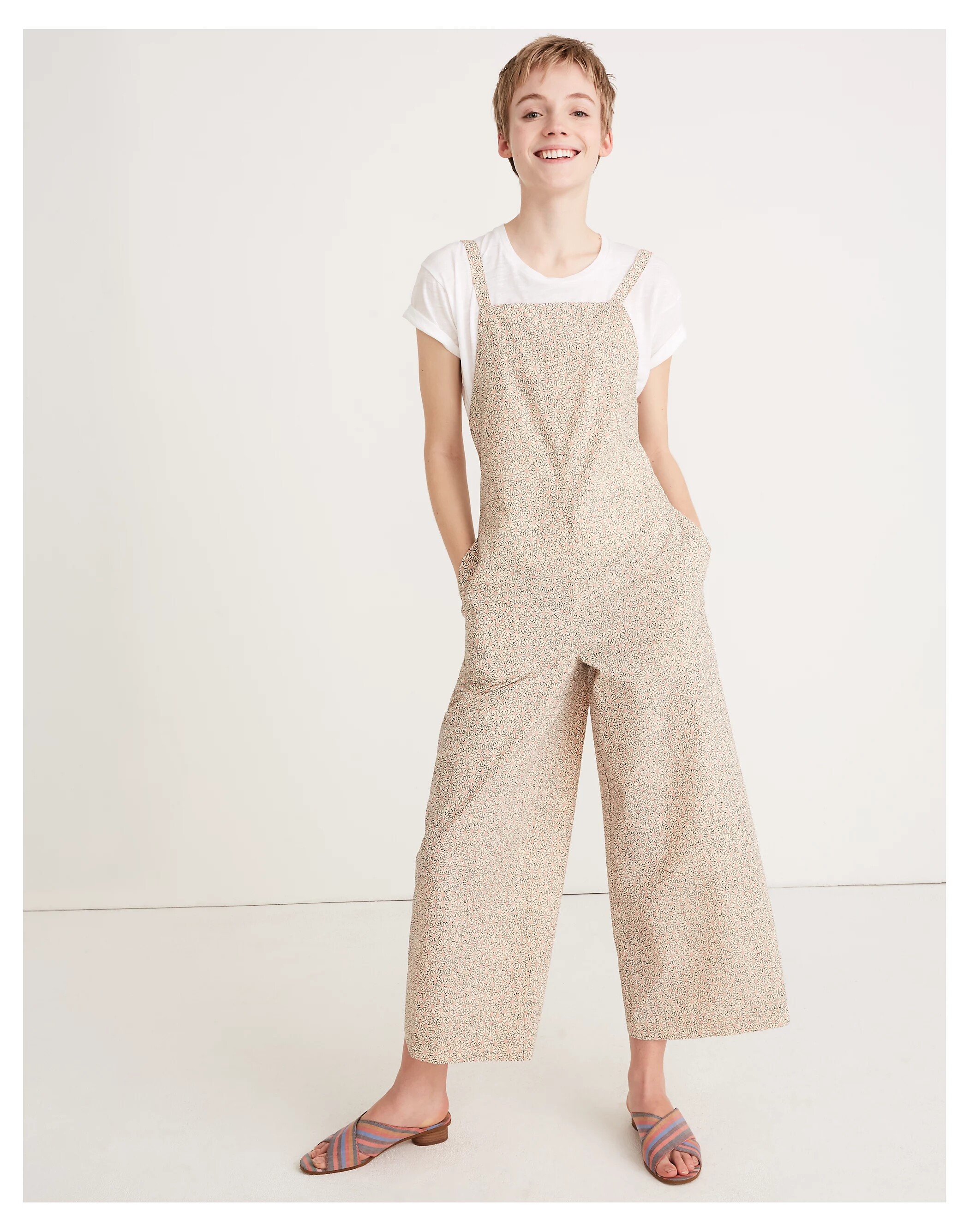 连体裤女夏阔腿2019新款复古印花吊带连体衣美系休闲裤