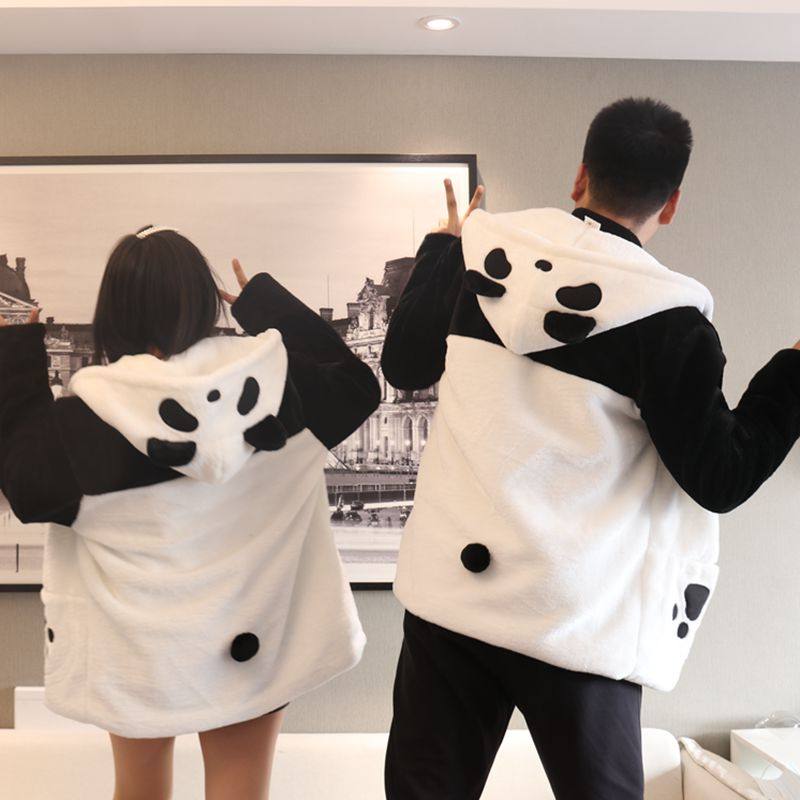 成都冬季毛绒熊猫衣服长袖外套棉衣棉服上衣亲子装