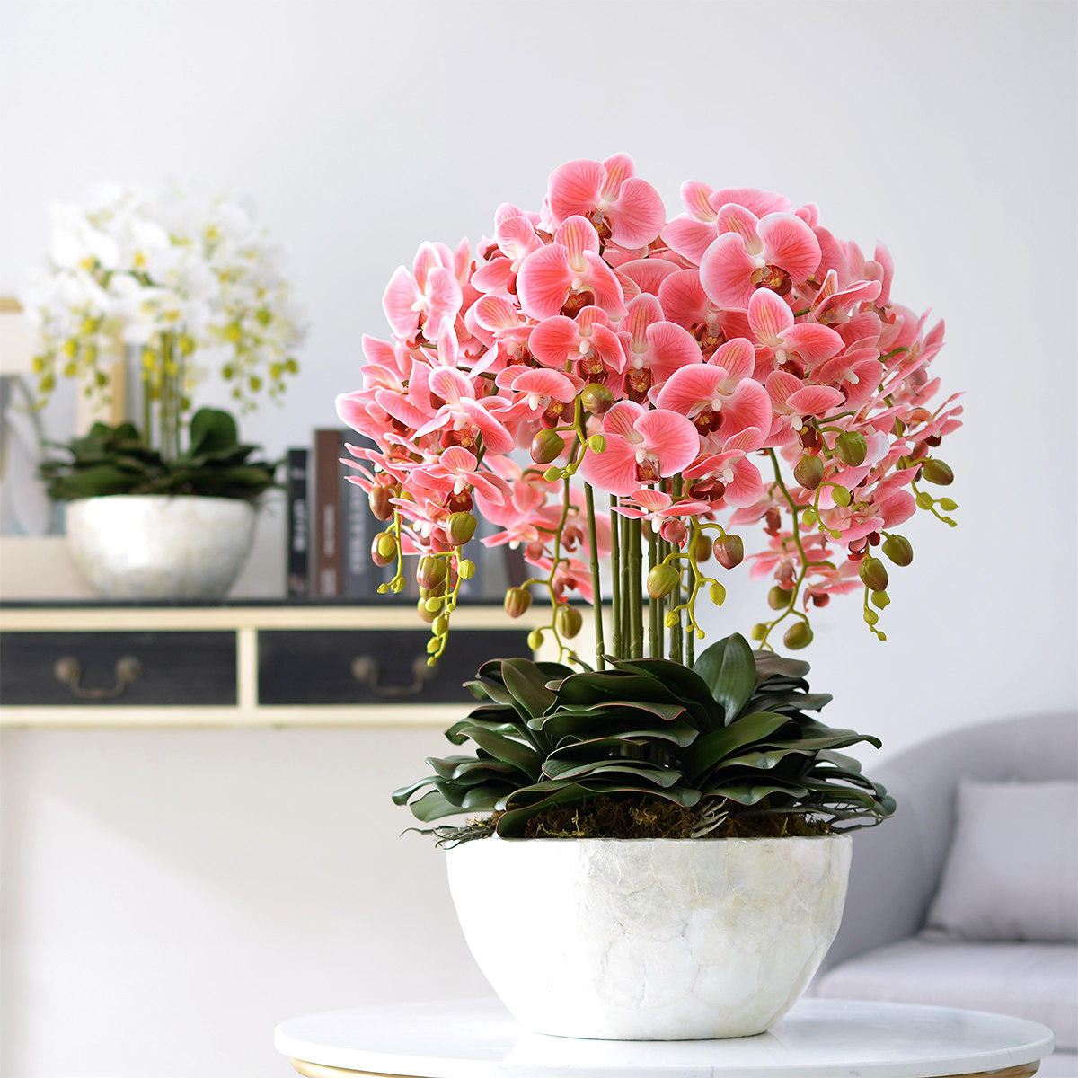 超大手感蝴蝶兰仿真套装盆景客厅装饰餐桌桌边仿真花