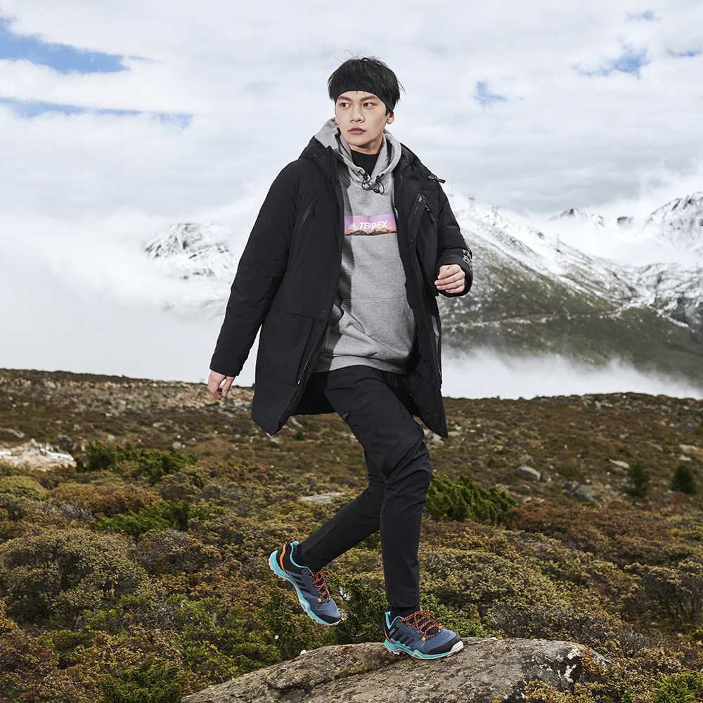 adidas阿迪达斯terrex户外中长抗风温暖疏水鸭绒羽绒服运动羽绒服