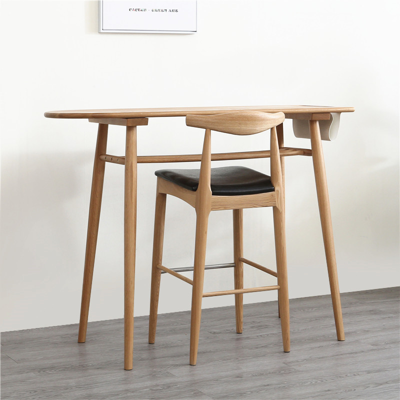 吧桌北欧原木玄关客厅高脚现代简约木色日式吧台