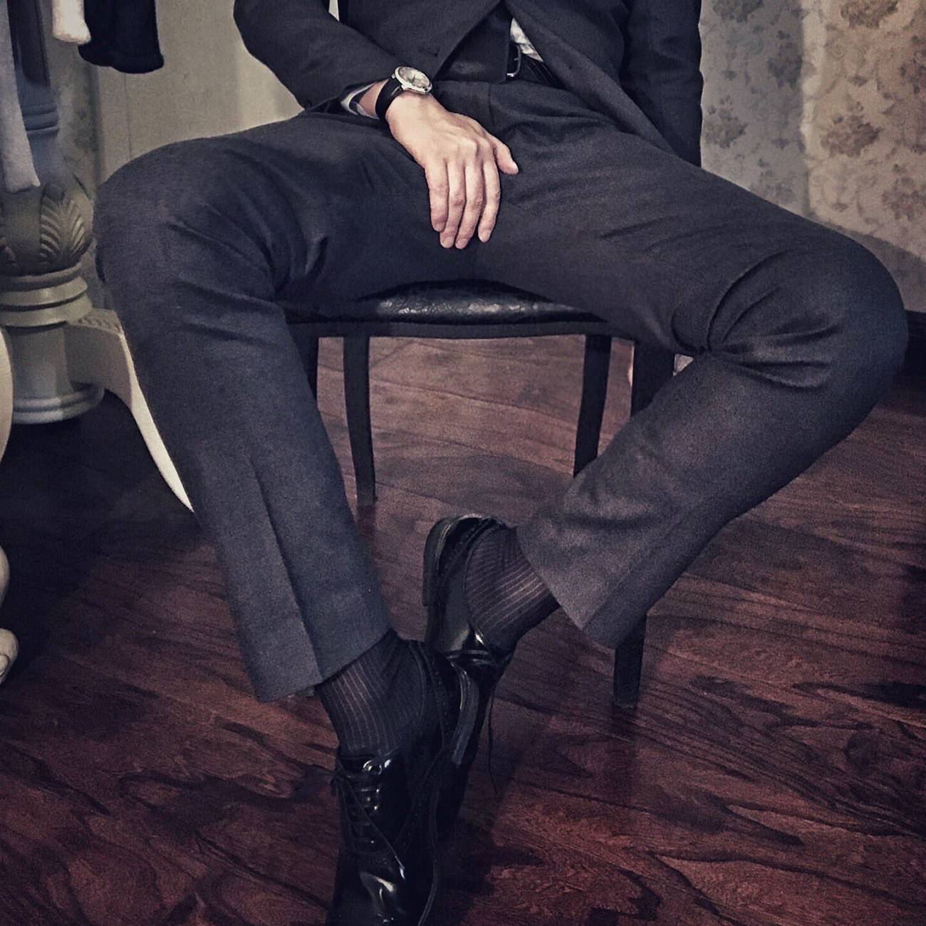 性感绅士职场锦纶超薄正装透气商务顶部丝袜中筒袜