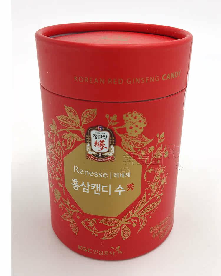正官庄高丽参糖/红参糖120克/礼品纸桶装/1%【现货】