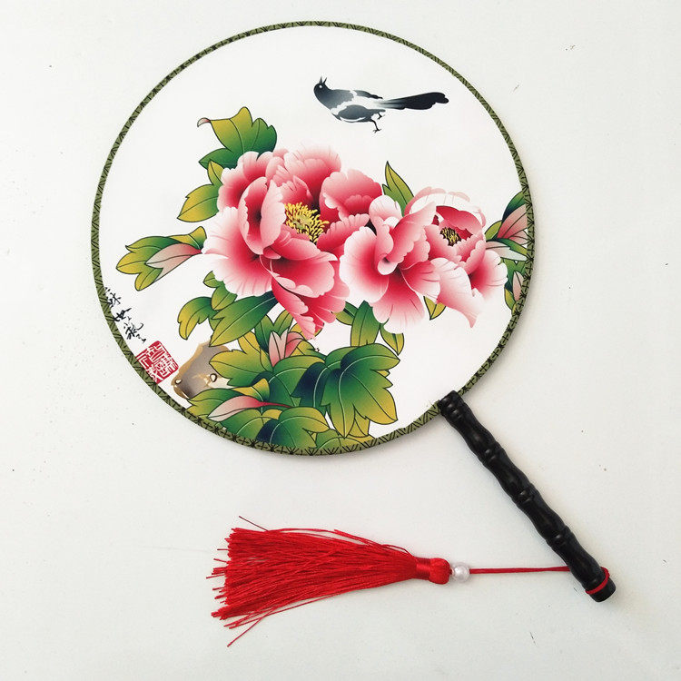 团扇双面中国国风古典荷花扇子旗袍走秀舞蹈扇子