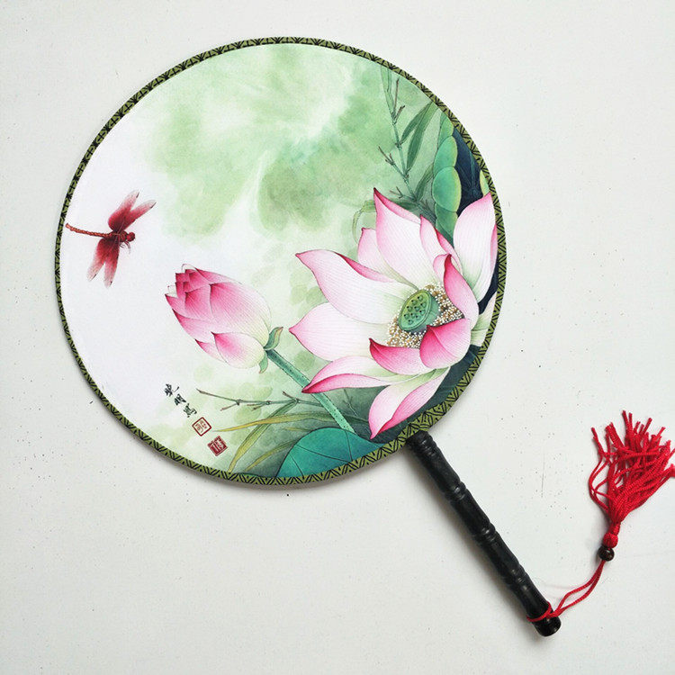 古风团扇梅花扇子古典双面手工美人走秀荷花扇子