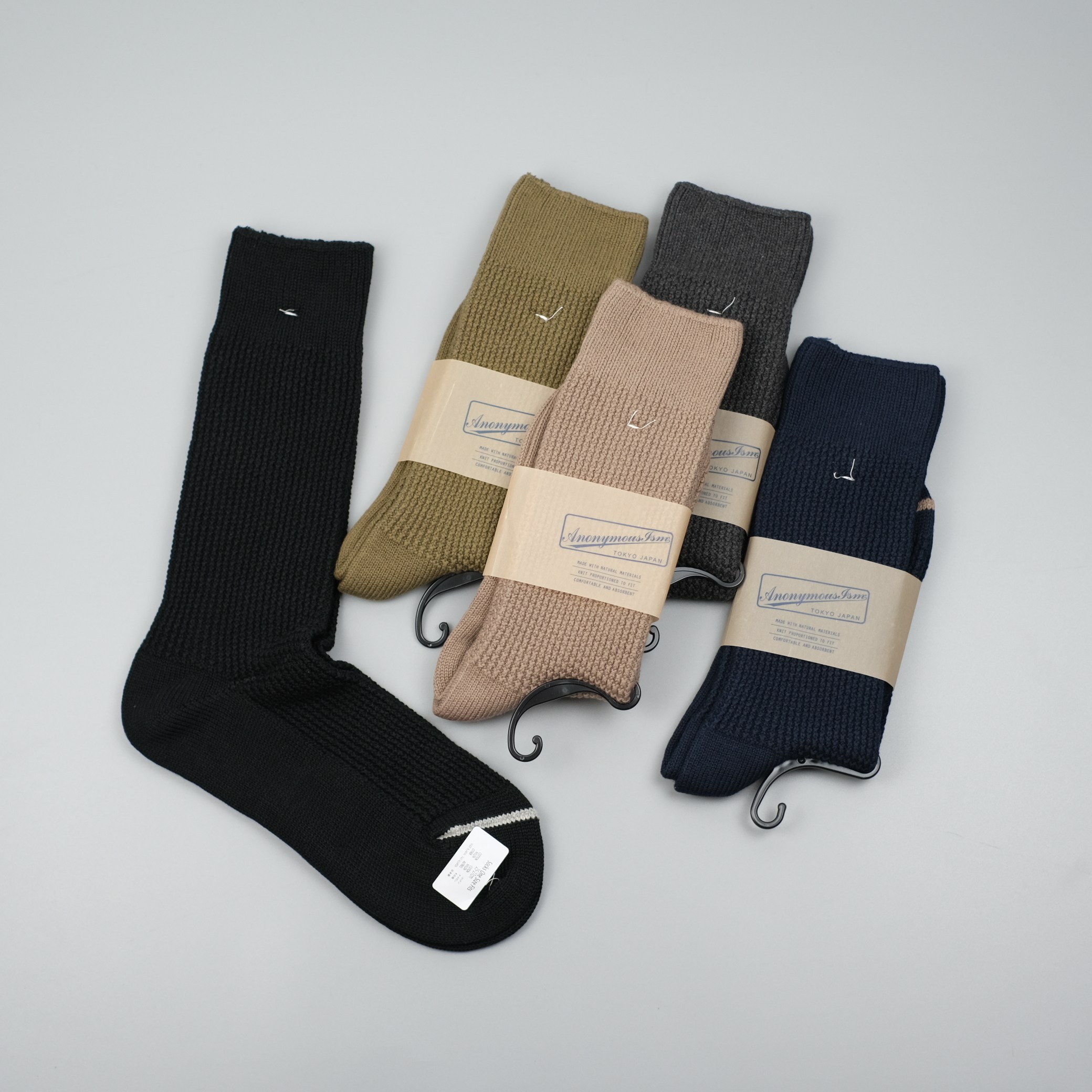 现货anonymousism日本男款高筒高复古纯棉长筒运动运动袜
