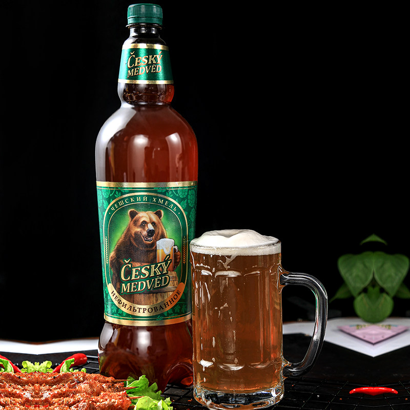 啤酒俄罗斯原装进口捷克熊牌未过滤瓶装15升烤肉啤酒