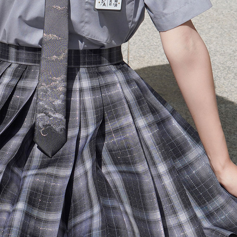 裙原黑格大码夏季银线创格制服啦啦jk曙光学生校服