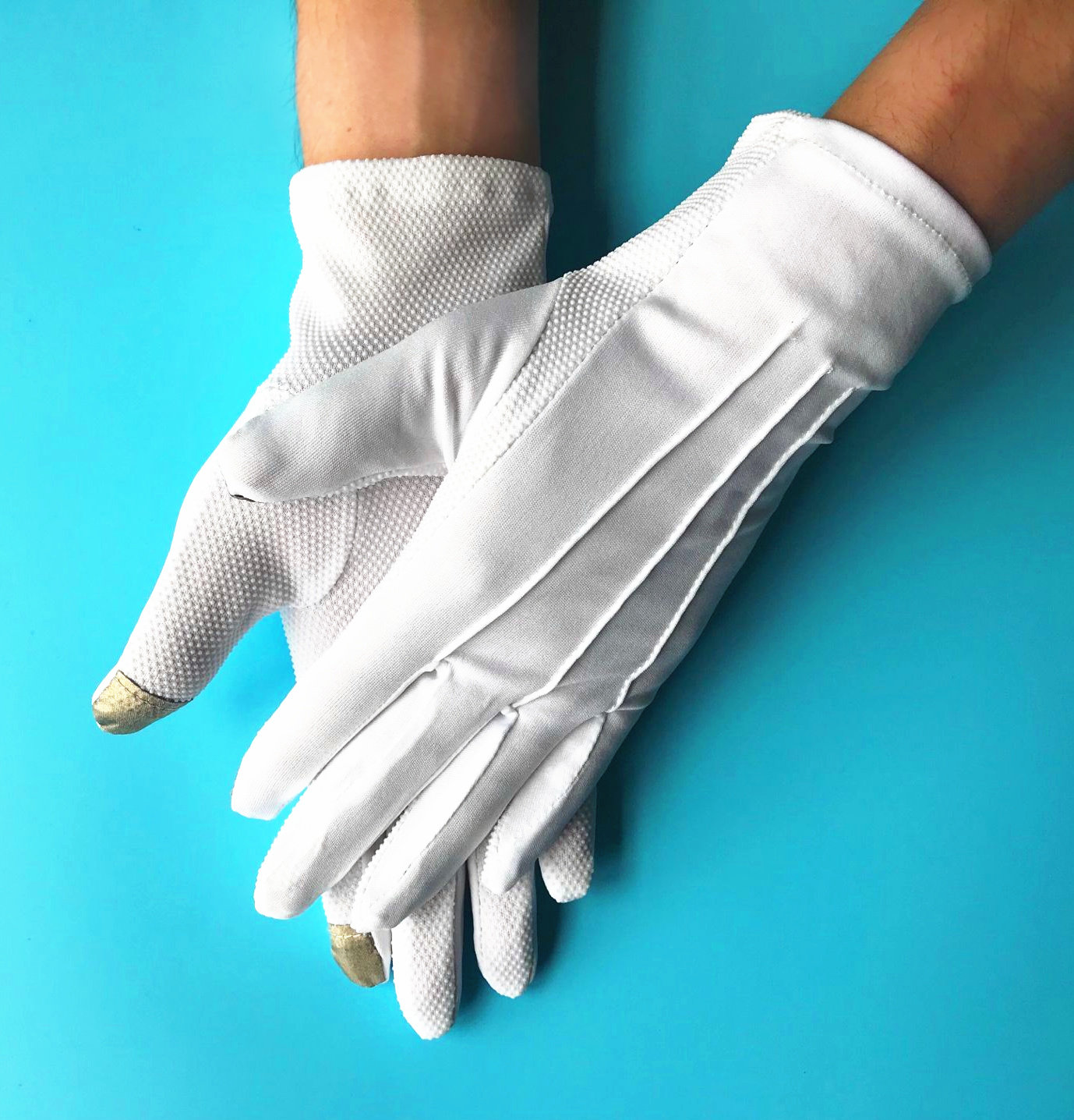 手套男女骑行白三筋吸汗防滑5双白手套开车代驾手套