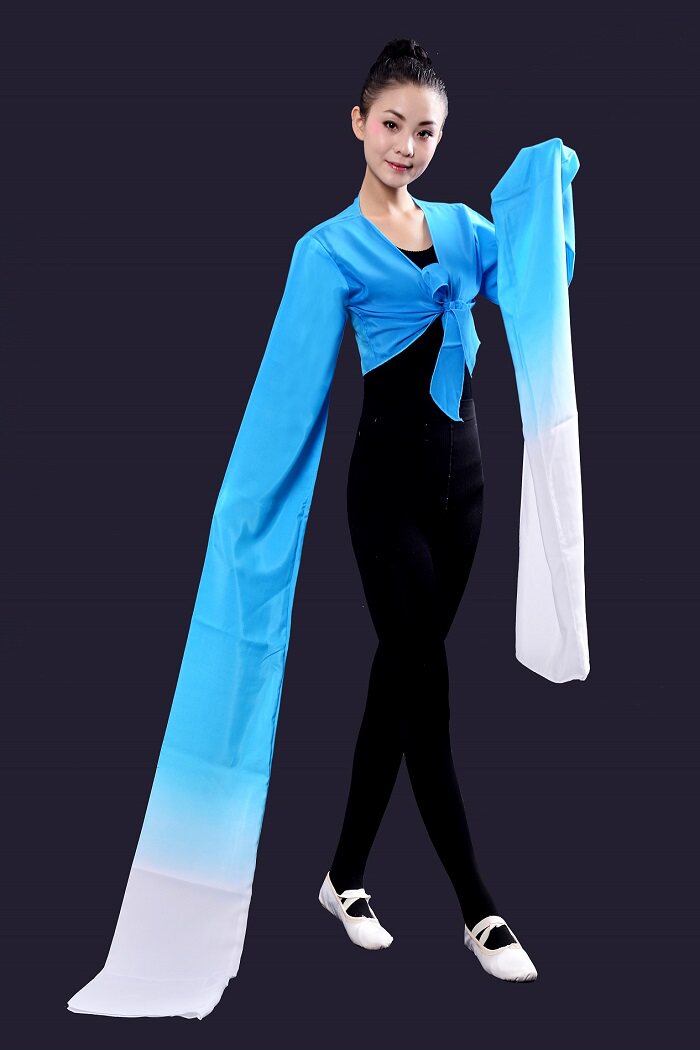 新款现货藏族舞蹈水袖古典舞蹈长袖服装连体水袖儿童练习水袖子舞