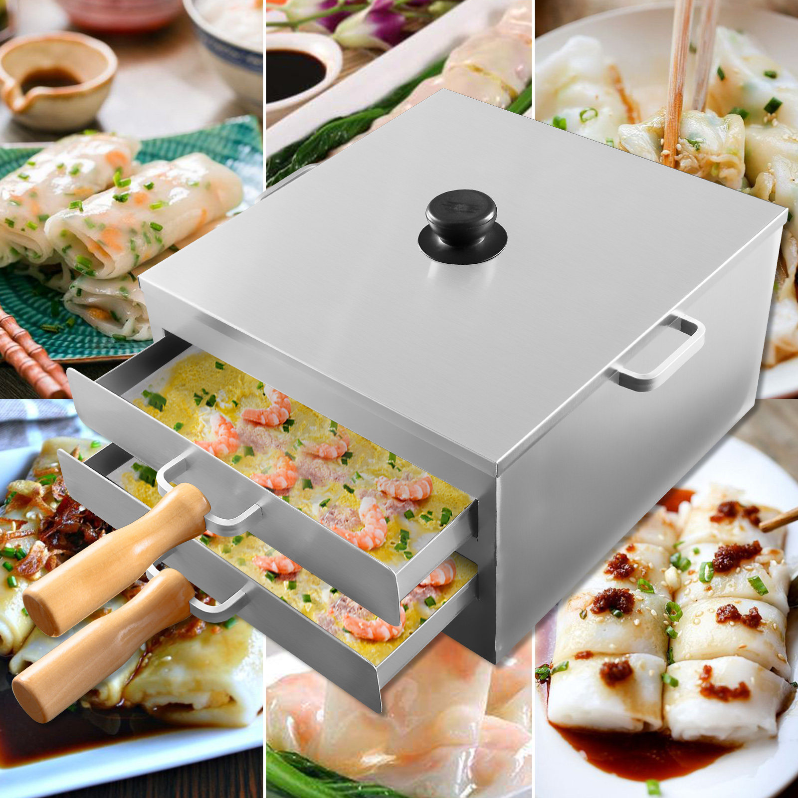 家用肠粉机单双二层拉蒸炉机迷你小型抽屉不锈钢电蒸锅