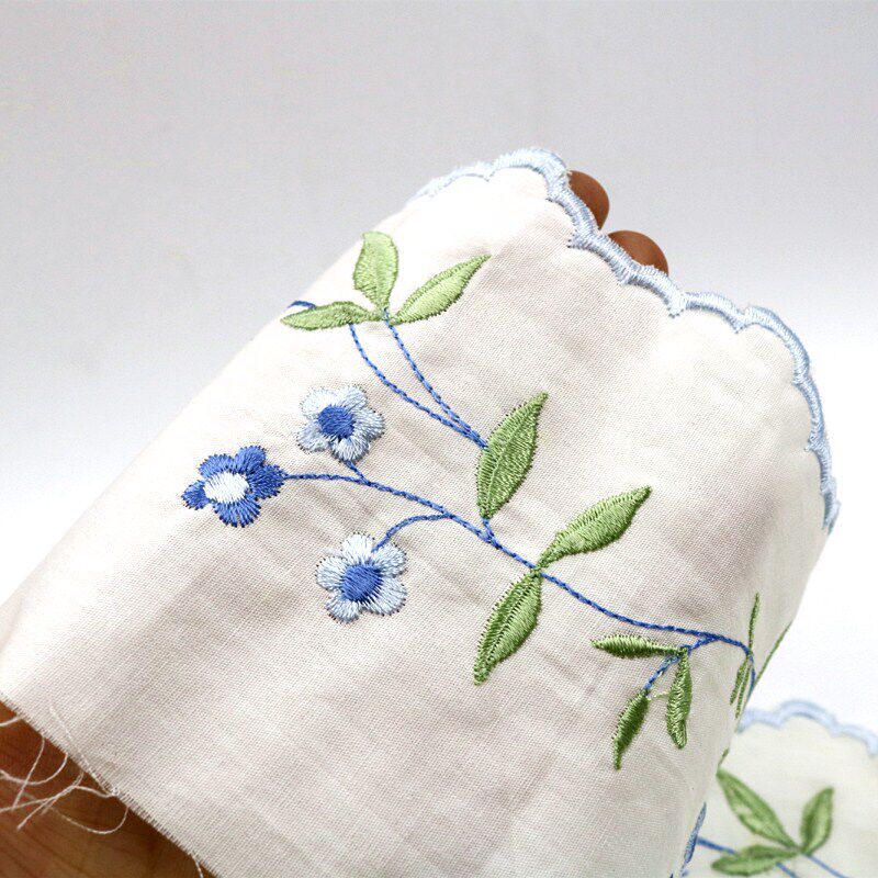 花边田园风小兰花连枝绣纯棉布刺绣diy手工花边